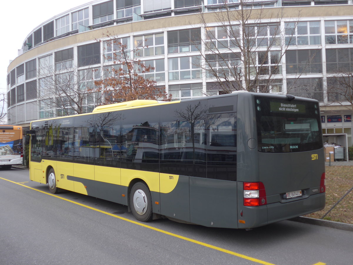 (188'227) - STI Thun - Nr. 401/BE 849'401 - MAN am 5. Februar 2018 bei der Schifflndte Thun