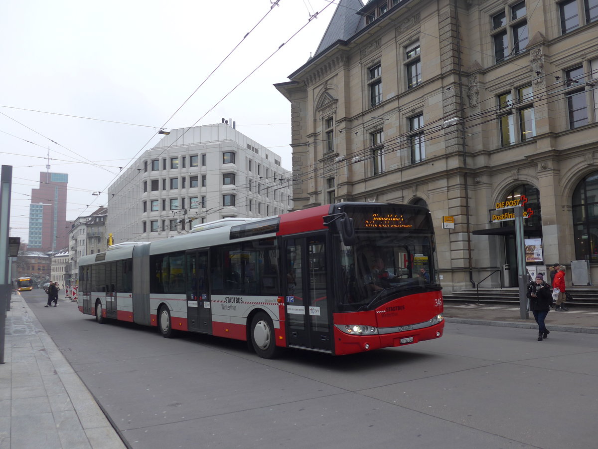 (188'338) - SW Winterthur - Nr. 346/ZH 766'346 - Solaris am 8. Februar 2018 beim Hauptbahnhof Winterthur