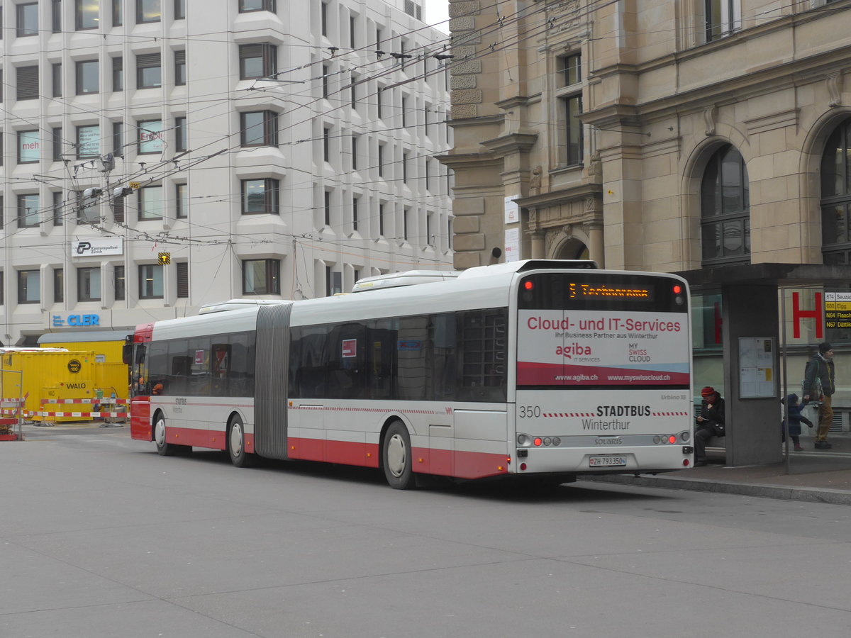 (188'341) - SW Winterthur - Nr. 350/ZH 793'350 - Solaris am 8. Februar 2018 beim Hauptbahnhof Winterthur