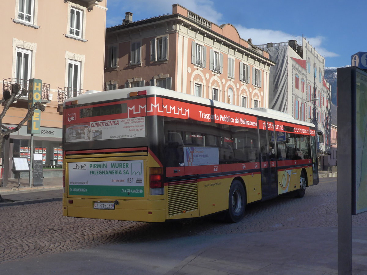 (188'544) - AutoPostale Ticino - TI 215'031 - Setra (ex P 25'650) am 14. Februar 2018 beim Bahnhof Bellinzona