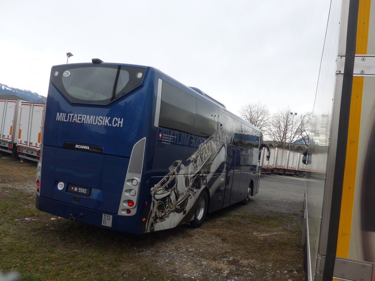 (189'127) - Schweizer Armee - M+5592 - Scania am 11. Mrz 2018 in Thun, Waffenplatz