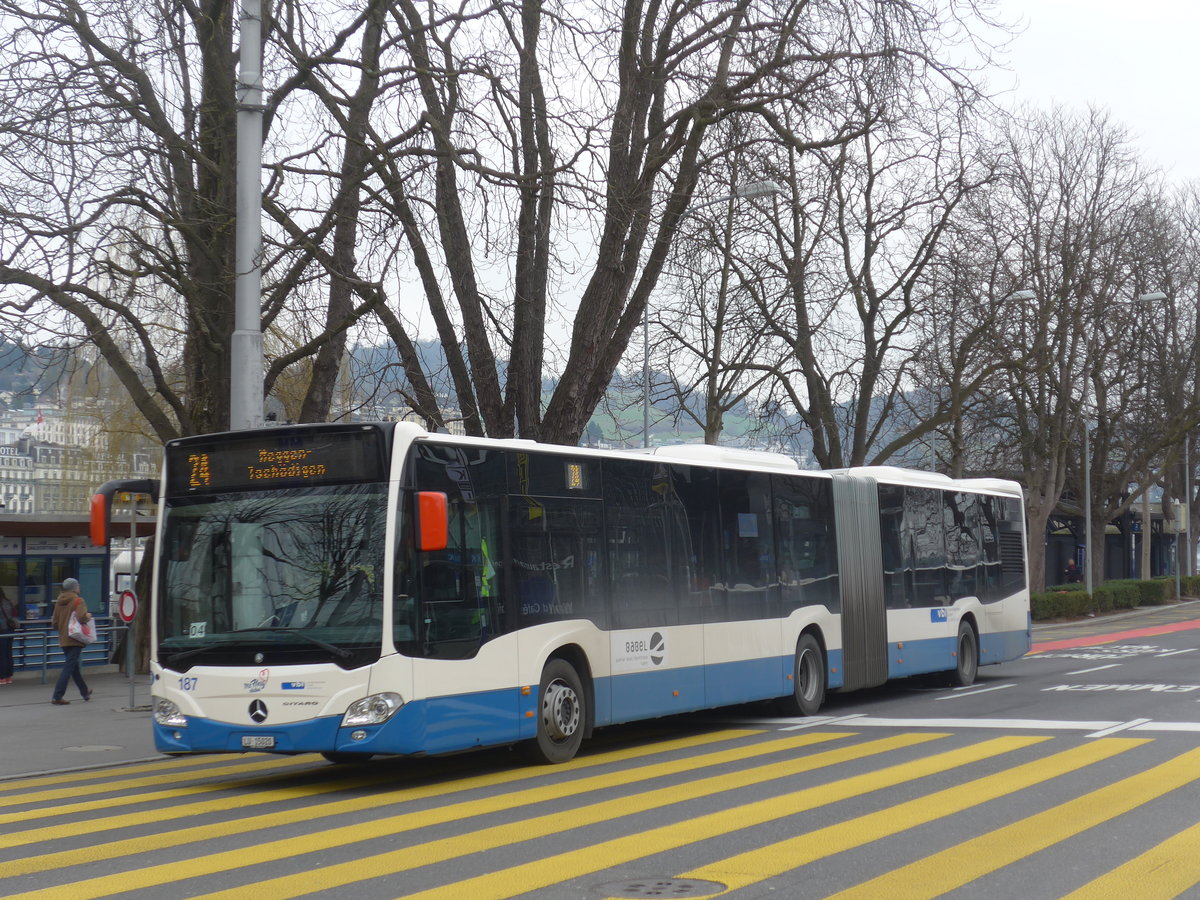 (189'388) - VBL Luzern - Nr. 187/LU 15'020 - Mercedes am 17. Mrz 2018 beim Bahnhof Luzern