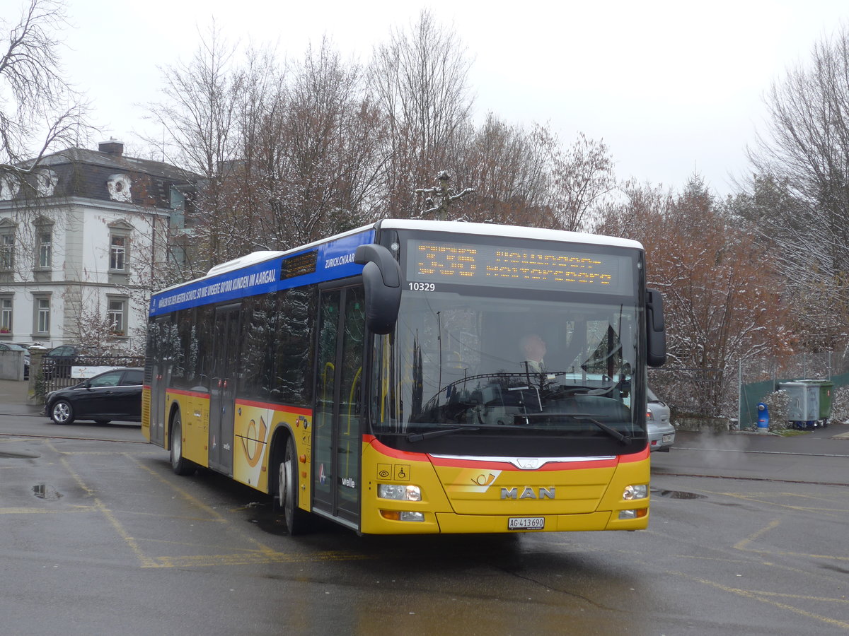 (189'491) - Geissmann, Hgglingen - AG 413'690 - MAN am 19. Mrz 2018 beim Bahnhof Wohlen