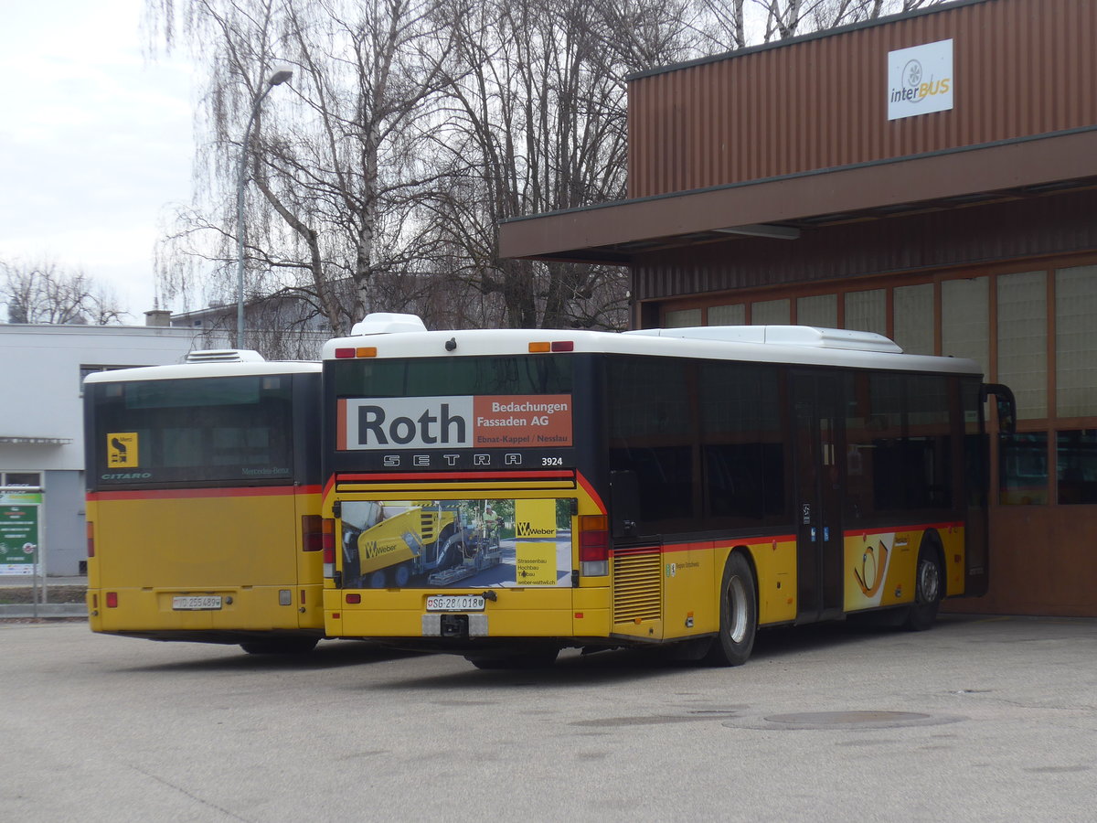 (189'977) - PostAuto Ostschweiz - SG 284'018 - Setra am 2. April 2018 in Yverdon, Garage