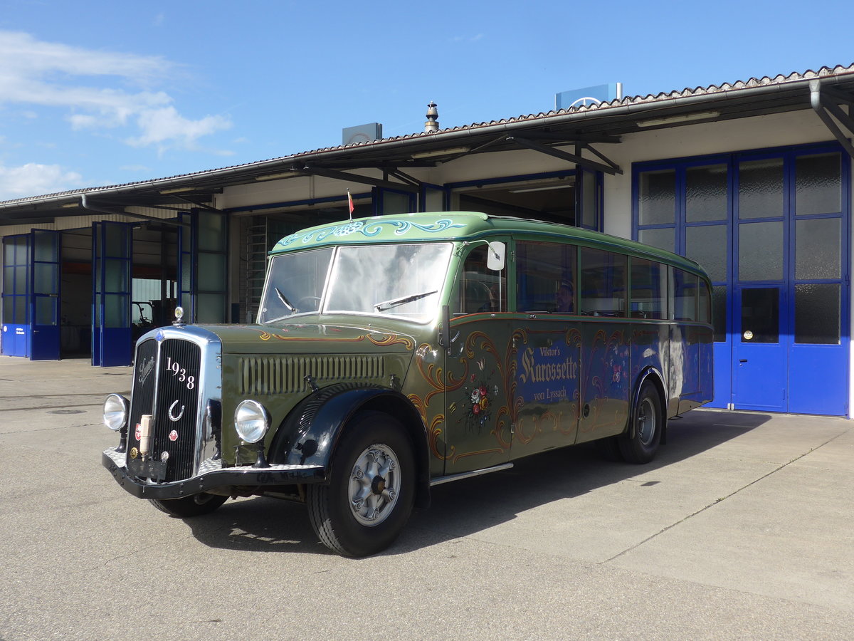 (190'043) - Lorenz, Lyssach - Saurer/Saurer (ex Geiger, Adelboden Nr. 8; ex P 1997) am 7. April 2018 in Lyssach, Garage