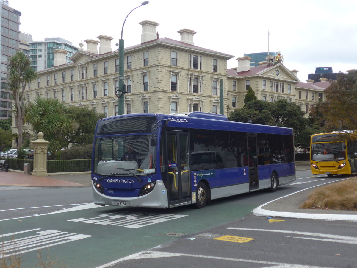 (191'676) - GO Wellington - Nr. 4138/GKH734 - Alexander Dennis/KiwiBus am 27. April 2018 beim Bahnhof Wellington