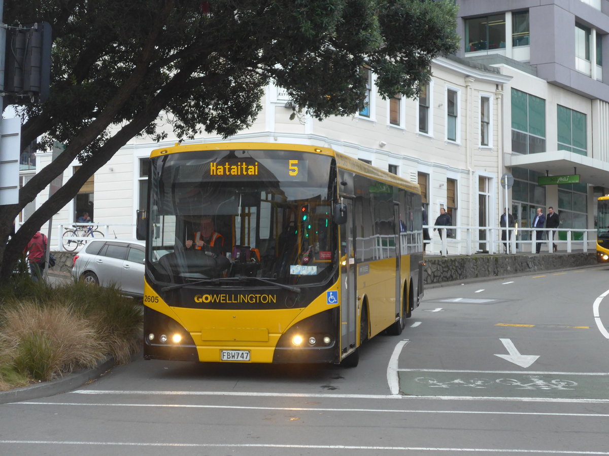 (191'811) - GO Wellington - Nr. 2605/FBW747 - MAN/Designline (ex Red Bus, Christchurch Nr. 967) am 27. April 2018 beim Bahnhof Wellington