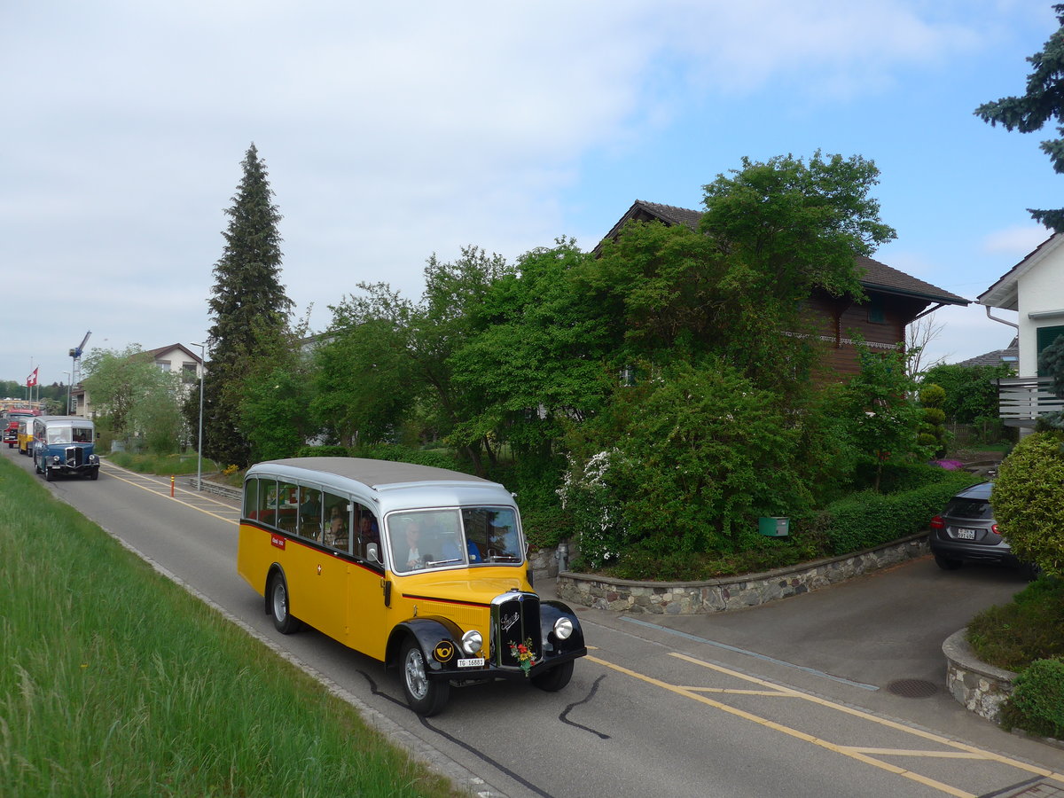 (192'451) - Zollikofer, Berg - TG 16'881 - Saurer/Hnni (ex Reusser, Thun; ex Kontiki, Wettingen; ex Nussbaumer, Ganterschwil) am 5. Mai 2018 in Attikon, Bahnstrasse