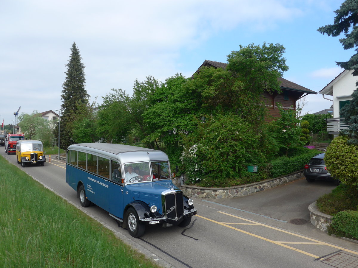 (192'452) - Murer, Jona - Nr. 10/ZH 20'815 - FBW/Tscher (ex VZO Grningen Nr. 10; ex Richter, Zrich; ex VZO Grningen Nr. 10) am 5. Mai 2018 in Attikon, Bahnhstrasse