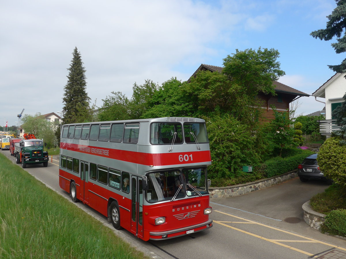 (192'460) - WV Winterthur - Nr. 601/ZH 203'738 - Bssing (ex Nr. 201; ex Amt fr Luftverkehr, Zrich Nr. 47; ex Swissair, Zrich Nr. 23) am 5. Mai 2018 in Attikon, Bahnstrasse