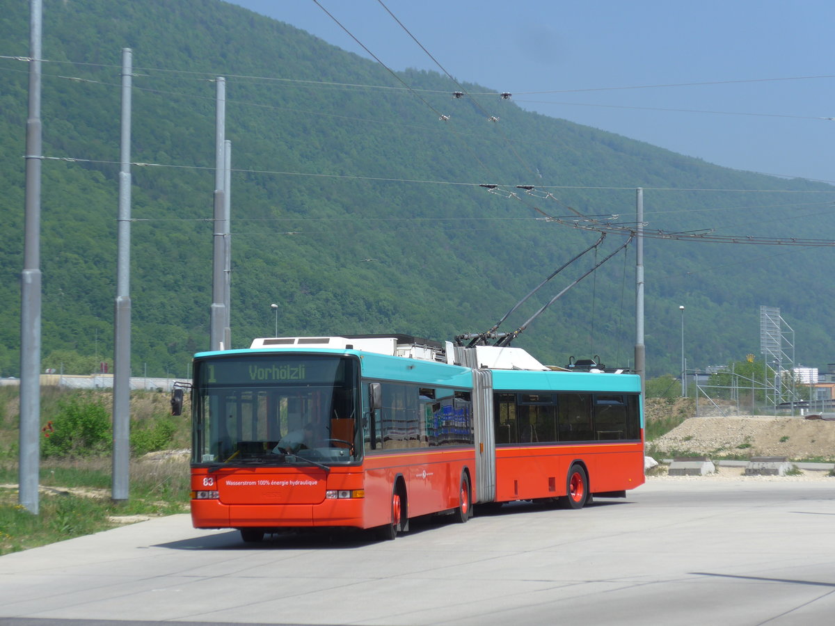 (192'856) - VB Biel - Nr. 83 - NAW/Hess Gelenktrolleybus am 6. Mai 2018 in Biel, Stadien