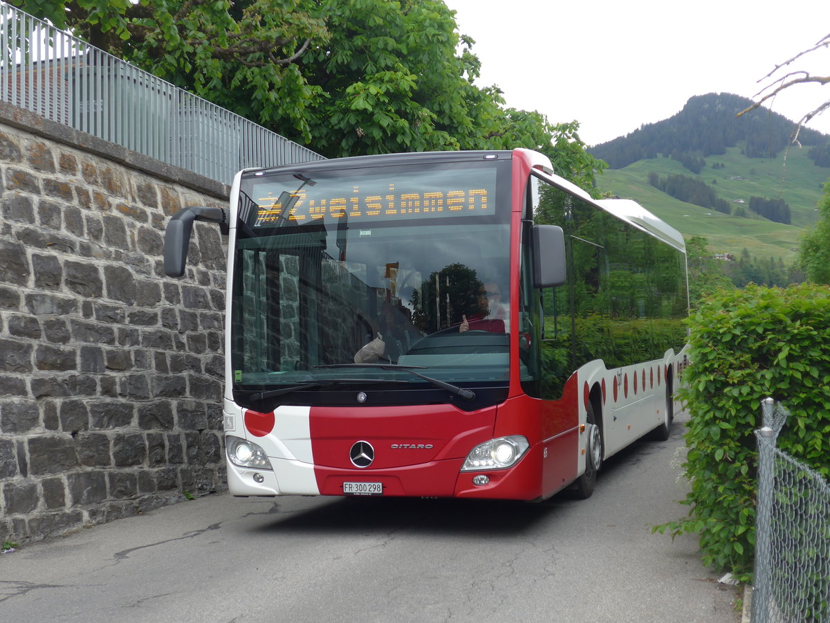 (193'280) - TPF Fribourg - Nr. 65/FR 300'298 - Mercedes am 21. Mai 2018 beim Bahnhof Chteau-d'Oex