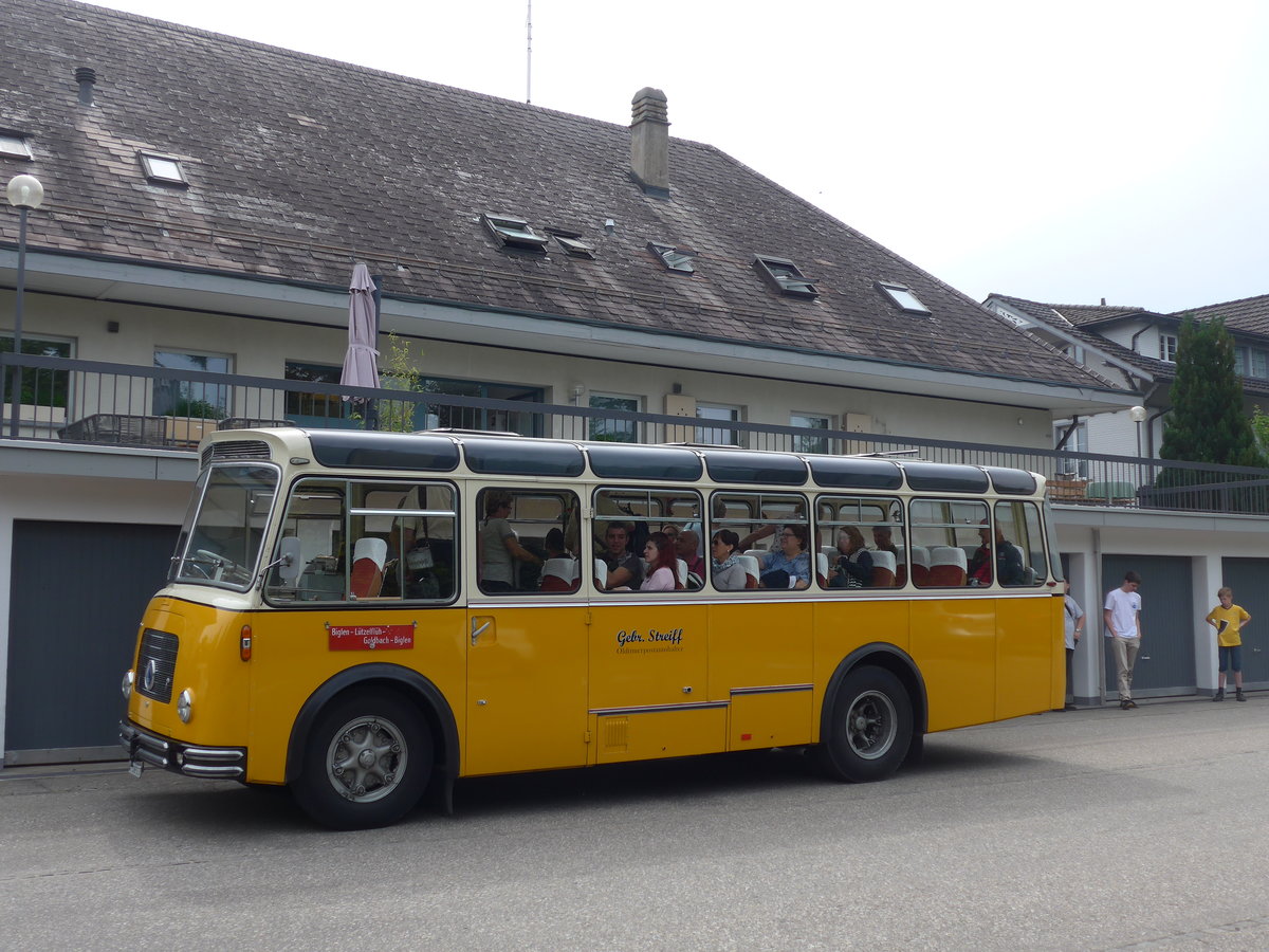 (193'666) - Streiff, Gelterkinden - AG 306'557 - Saurer/Gangloff (ex Oldie-Tours Zrisee, Wollerau; ex OTAG, Wald; ex Leibundgut, Obergoldbach; ex Krebs, Belpberg) am 3. Juni 2018 in Emmenmatt, Moosegg