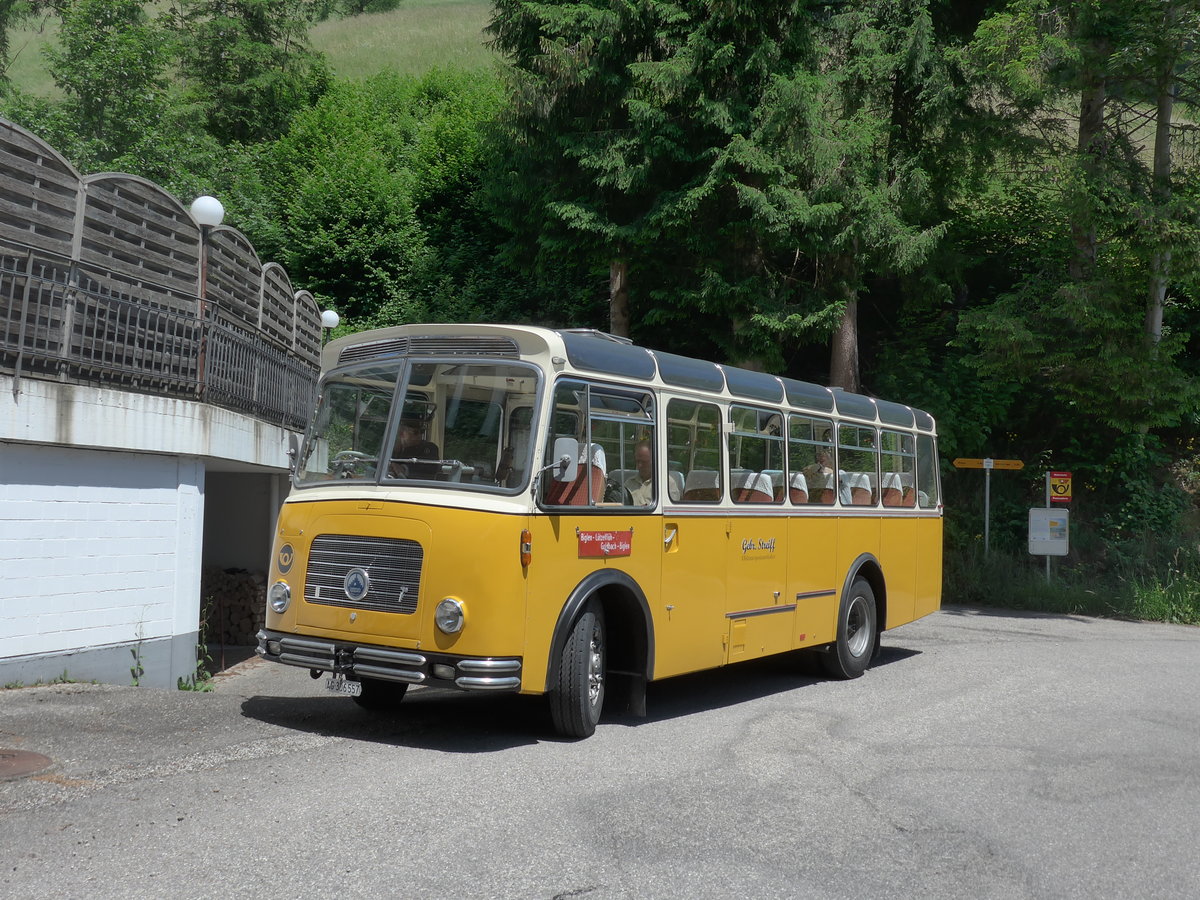 (193'704) - Streiff, Gelterkinden - AG 306'557 - Saurer/Gangloff (ex Oldie-Tours Zrisee, Wollerau; ex OTAG, Wald; ex Leibundgut, Obergoldbach; ex Krebs, Belpberg) am 3. Juni 2018 in Emmenmatt, Moosbad