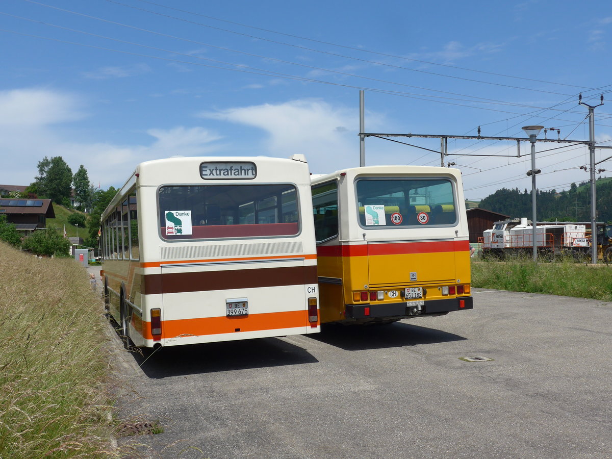 (193'715) - Wegmller, Mnsingen - BE 399'675 - FBW/R&J (ex Bamert, Wollerau) am 3. Juni 2018 beim Bahnhof Emmenmatt