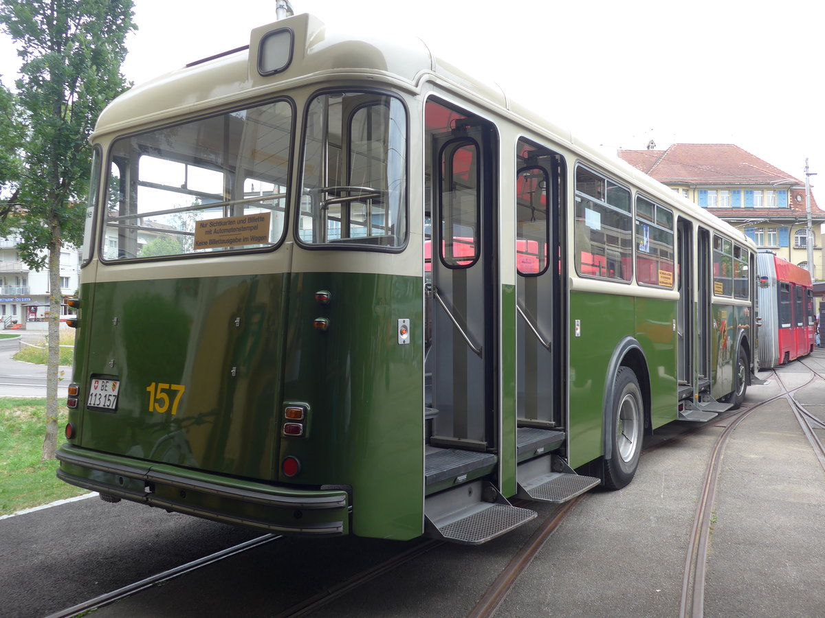 (194'360) - SVB Bern (Bernmobil historique) - Nr. 157/BE 113'157 - FBW/Gangloff am 24. Juni 2018 in Bern, Weissenbhl