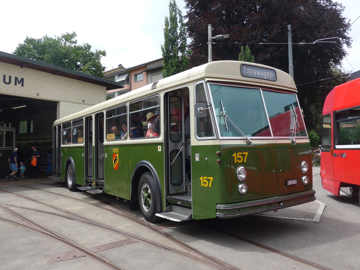 (194'362) - SVB Bern (Bernmobil historique) - Nr. 157/BE 113'157 - FBW/Gangloff am 24. Juni 2018 in Bern, Weissenbhl