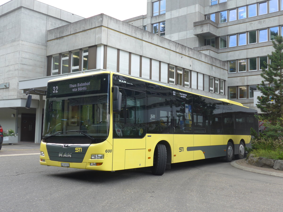 (194'401) - STI Thun - Nr. 600/BE 849'600 - MAN am 25. Juni 2018 in Heiligenschwendi, Reha Zentrum