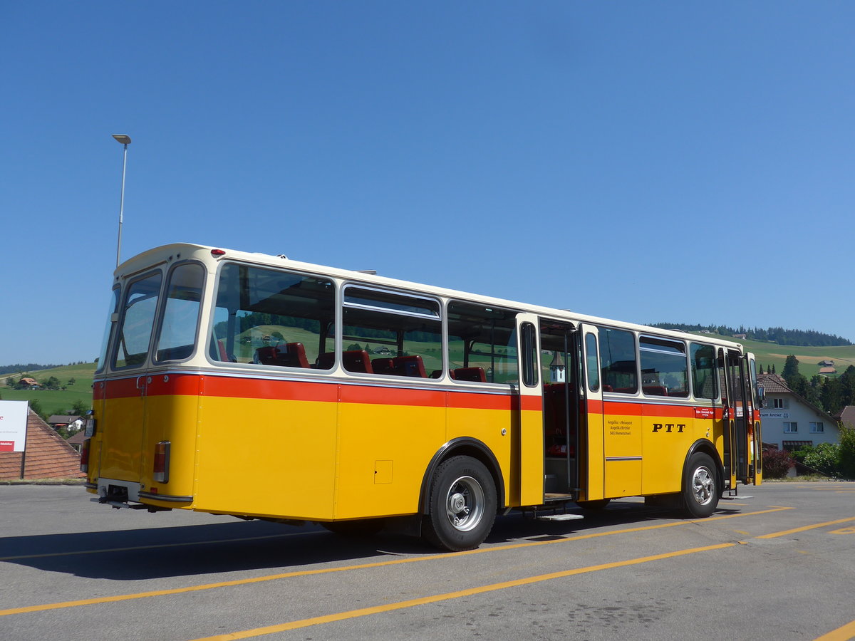 (194'484) - Birchler, Remetschwil - AG 54'039 - FBW/Tscher (ex Gerber, Winkel; ex Eggenberger, Mriken; ex Tanner, Bubendorf; ex P 24'803) am 1. Juli 2018 beim Bahnhof Biglen