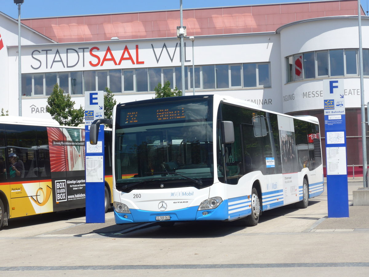 (194'582) - WilMobil, Wil - Nr. 260/SG 309'363 - Mercedes am 7. Juli 2018 beim Bahnhof Wil