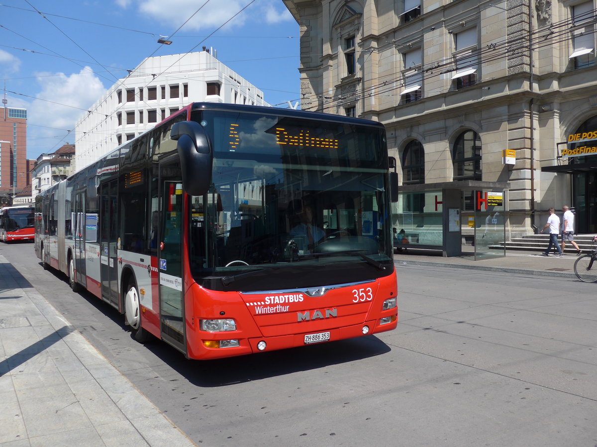 (194'643) - SW Winterthur - Nr. 353/ZH 886'353 - MAN am 7. Juli 2018 beim Hauptbahnhof Winterthur