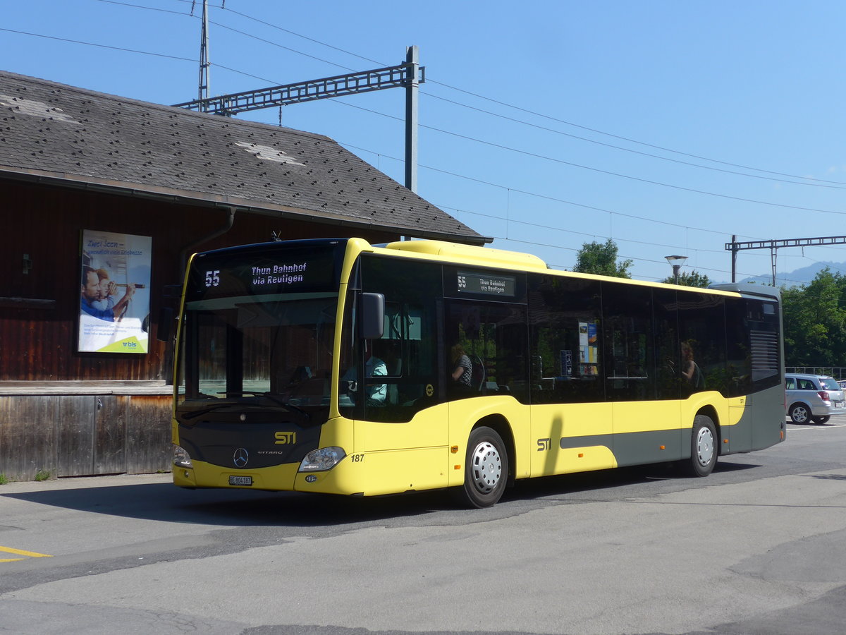 (194'657) - STI Thun - Nr. 187/BE 804'187 - Mercedes am 9. Juli 2018 beim Bahnhof Wimmis