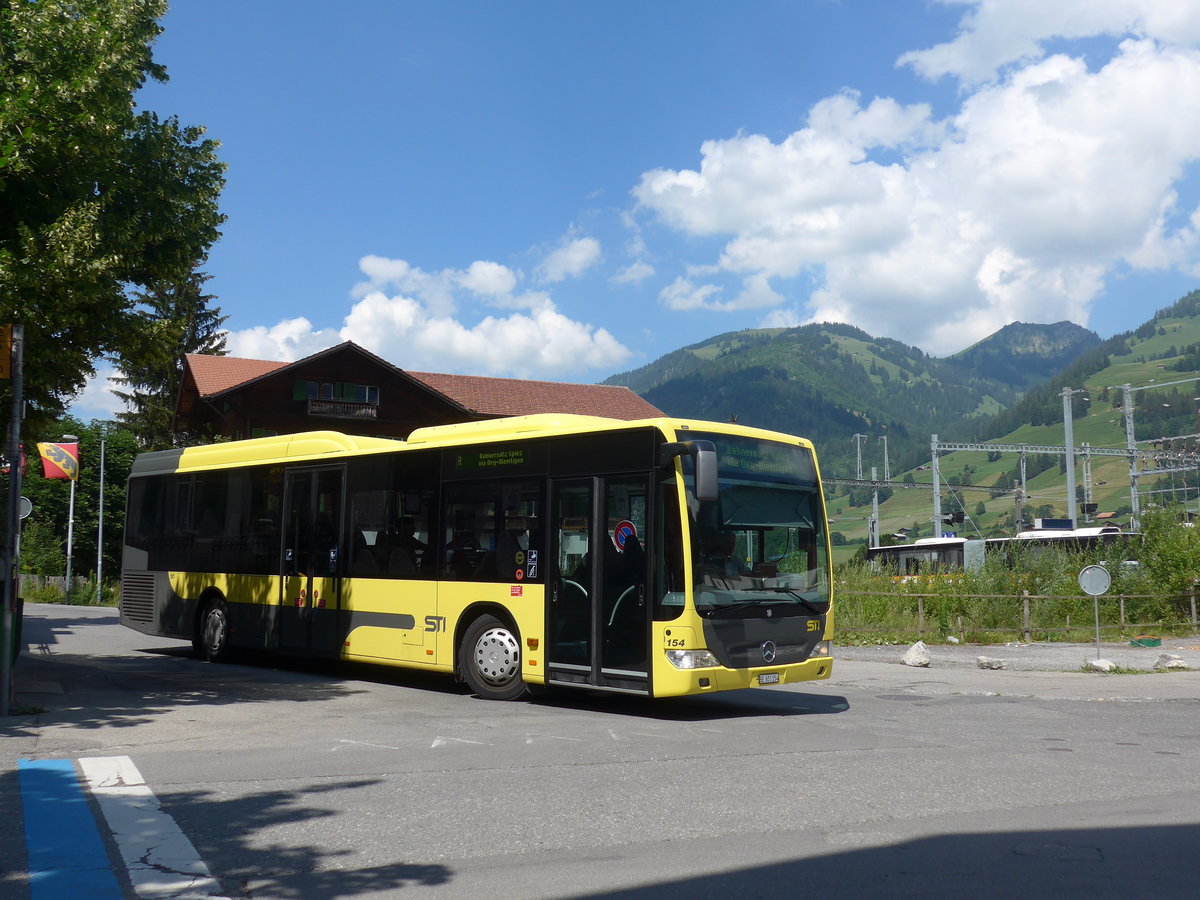 (194'710) - STI Thun - Nr. 154/BE 801'154 - Mercedes am 9. Juli 2018 beim Bahnhof Zweisimmen