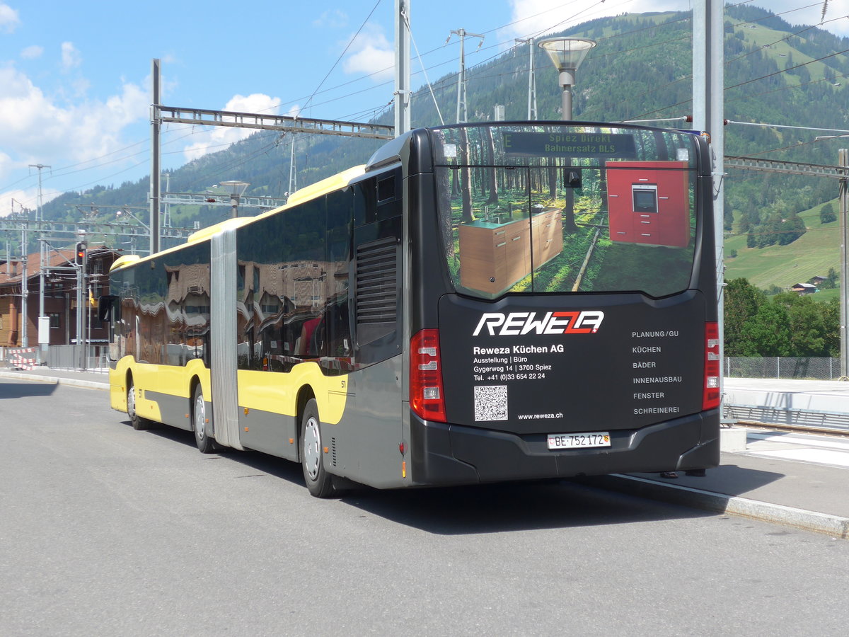 (194'723) - STI Thun - Nr. 172/BE 752'172 - Mercedes am 9. Juli 2018 beim Bahnhof Zweisimmen