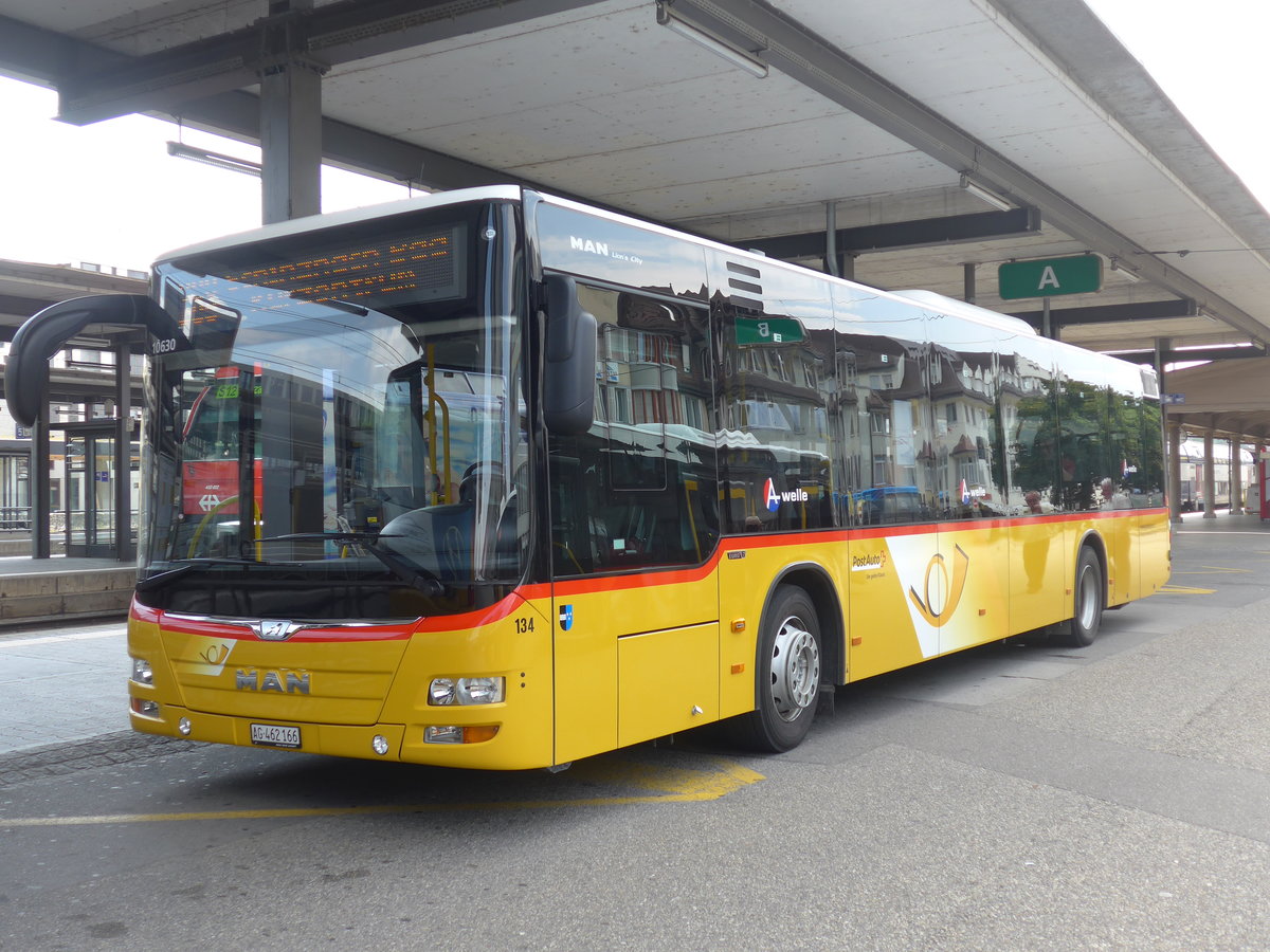 (195'119) - Voegtlin-Meyer, Brugg - Nr. 134/AG 462'166 - MAN am 23. Juli 2018 beim Bahnhof Brugg