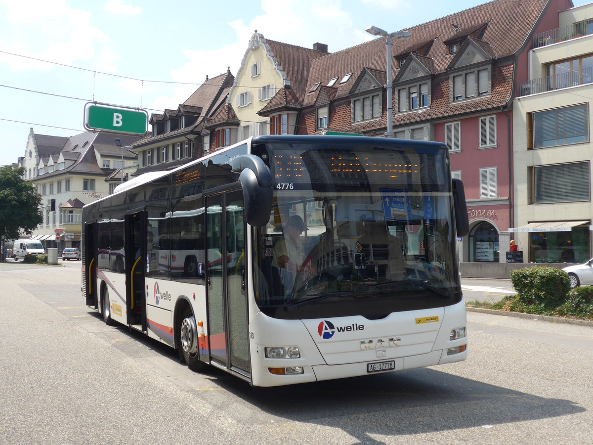 (195'128) - Voegtlin-Meyer, Brugg - Nr. 113/AG 17'778 - MAN am 23. Juli 2018 beim Bahnhof Brugg