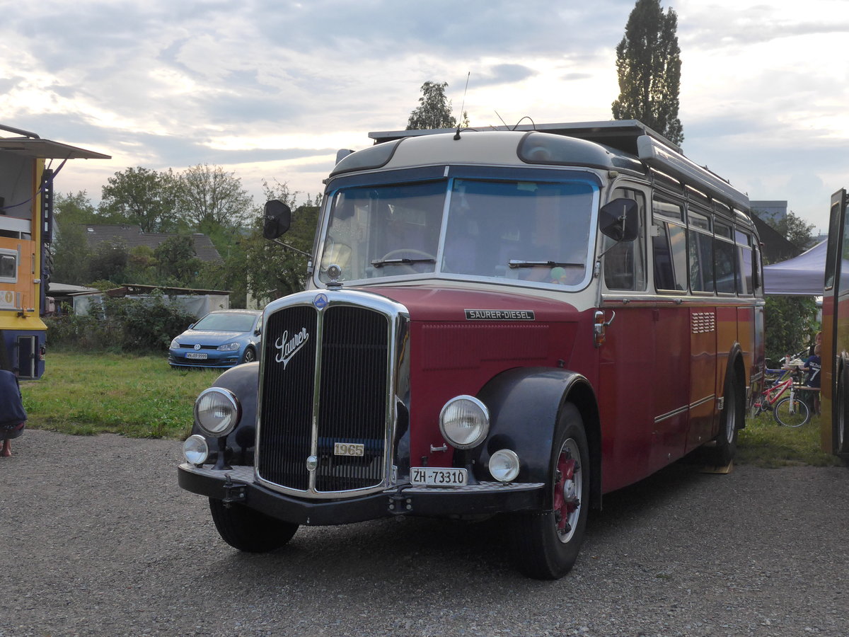 (195'915) - Morger, Horgenberg - ZH 73'310 - Saurer/Tscher (ex P 23'167; ex Casper, Lenzerheide) am 17. August 2018 in Wettingen, Zirkuswiese