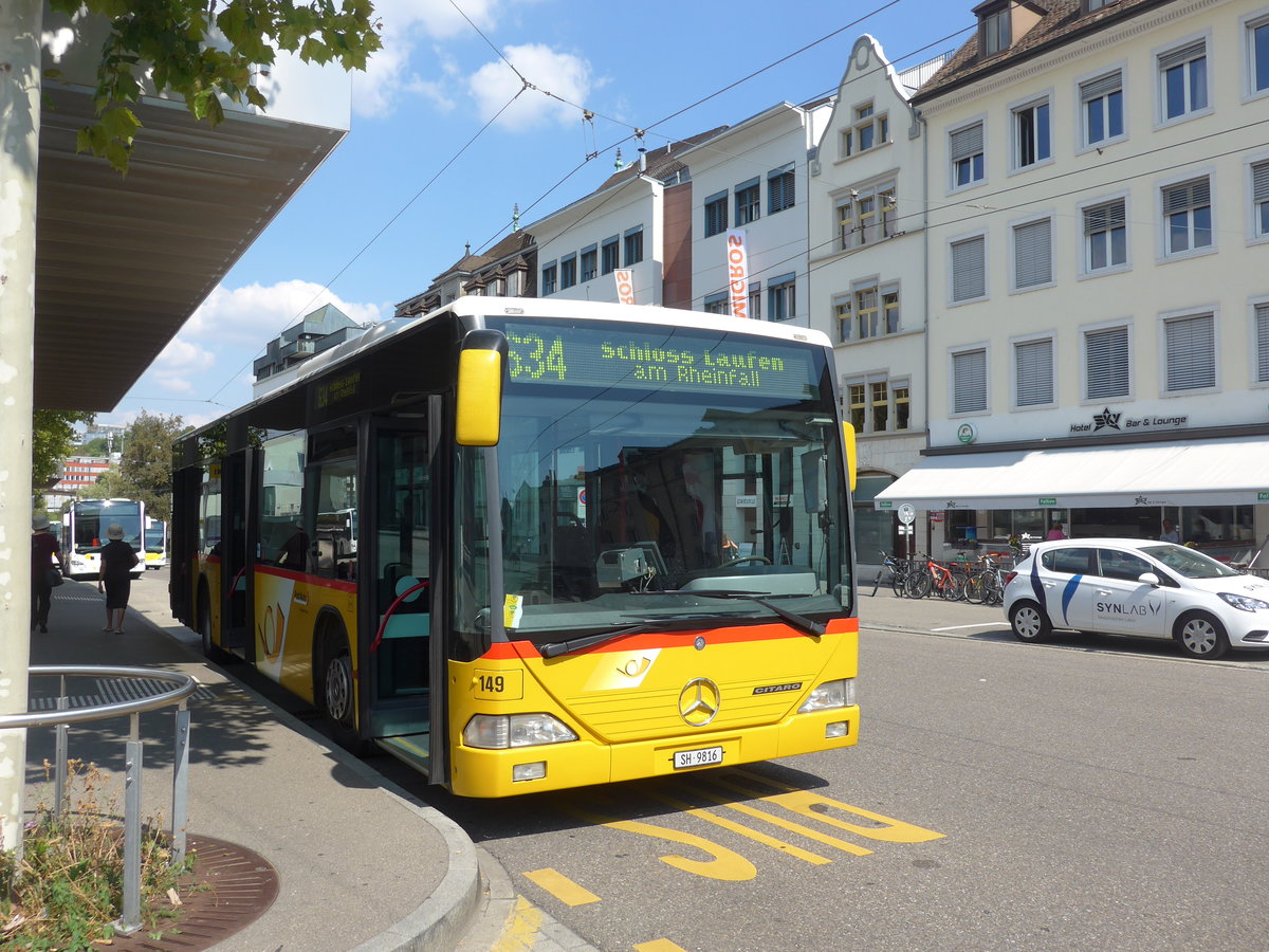 (196'160) - Rattin, Neuhausen - Nr. 149(16)/SH 9816 - Mercedes (ex PostAuto Zrich Nr. 149; ex PostAuto Zrich Nr. 5) am 20. August 2018 beim Bahnhof Schaffhausen