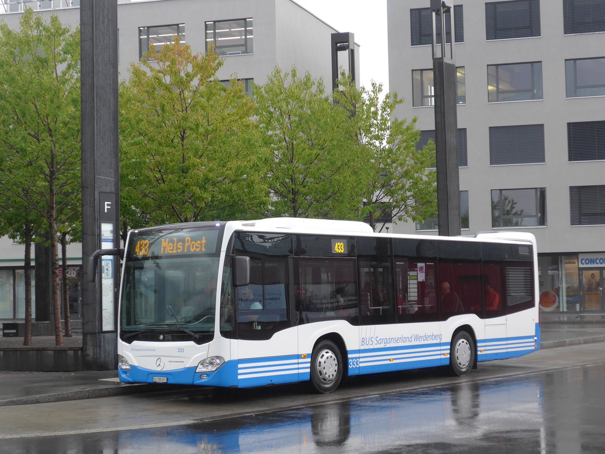 (196'257) - BSW Sargans - Nr. 333/SG 288'661 - Mercedes am 1. September 2018 beim Bahnhof Sargans