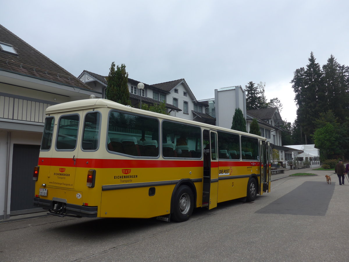 (196'381) - Eichenberger, Bsingen - FR 335'303 - Saurer/R&J (ex Schlapp, Cottens; ex Ruklic, Schaffhausen; ex Heim, Flums; ex Frigg, Zernez; ex P 24'279) am 2. September 2018 in Emmenmatt, Moosegg