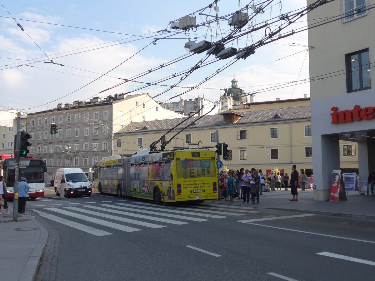 (197'319) OBUS Salzburg - Nr. 269/S 514 IP - Van Hool Gelenktrolleybus (ex Nr. 0269) am 13. September 2018 in Salzburg, Hanuschplatz