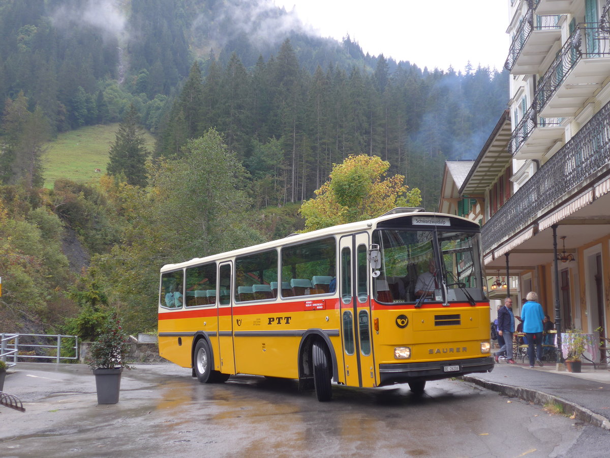 (197'812) - Schmid, Thrishaus - BE 26'206 - Saurer/Tscher (ex P 24'244) am 16. September 2018 in Rosenlaui, Hotel