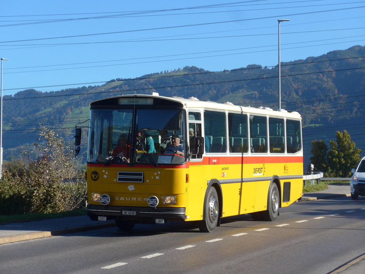 (198'168) - Fssler, Unteriberg - Nr. 6/SZ 5232 - Saurer/R&J (ex Schrch, Gutenburg Nr. 6; ex P 24'358) am 13. Oktober 2018 in Bilten, Schniserstrasse