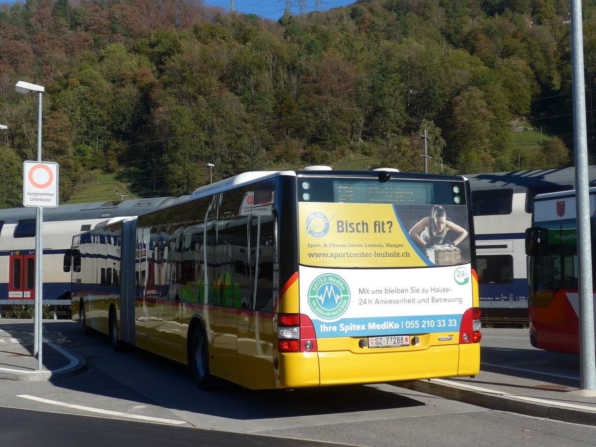 (198'229) - Kistler, Reichenburg - SZ 77'288 - MAN am 13. Oktober 2018 beim Bahnhof Ziegelbrcke