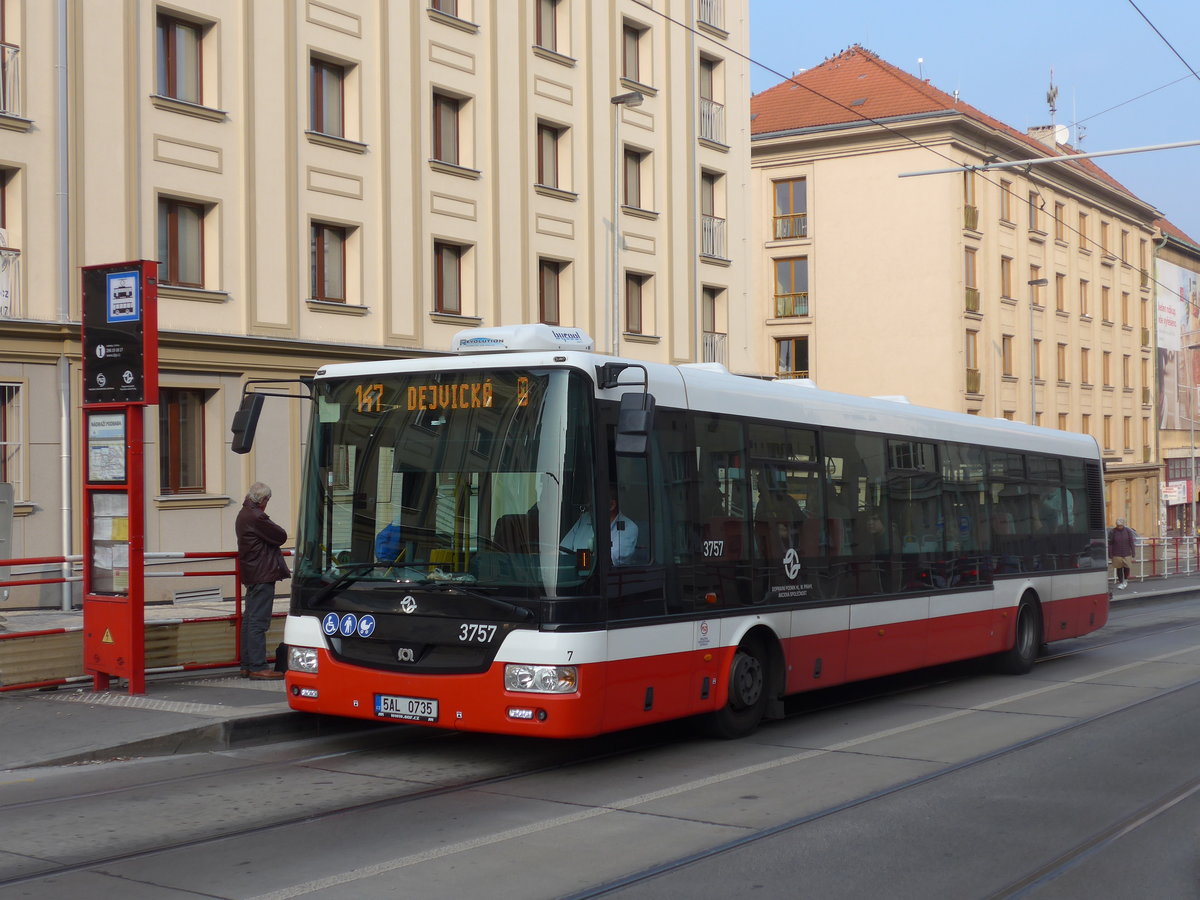 (198'514) - DPP Praha - Nr. 3757/5AL 0735 - SOR am 19. Oktober 2018 in Praha, Ndraz Podbaba