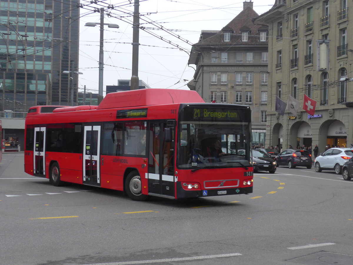 (199'073) - Bernmobil, Bern - Nr. 141/BE 661'141 - Volvo am 29. Oktober 2018 beim Bahnhof Bern