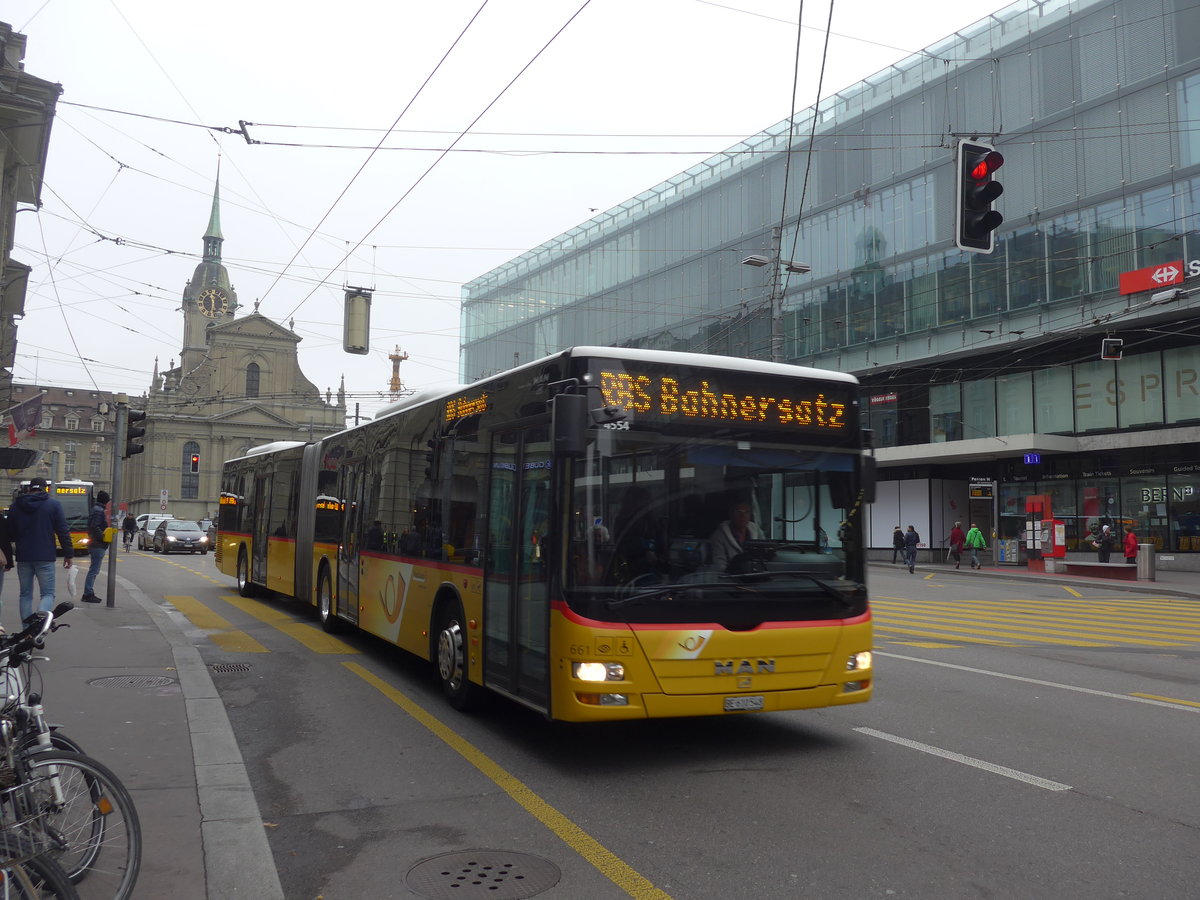 (199'078) - PostAuto Bern - Nr. 661/BE 610'548 - MAN am 29. Oktober 2018 beim Bahnhof Bern