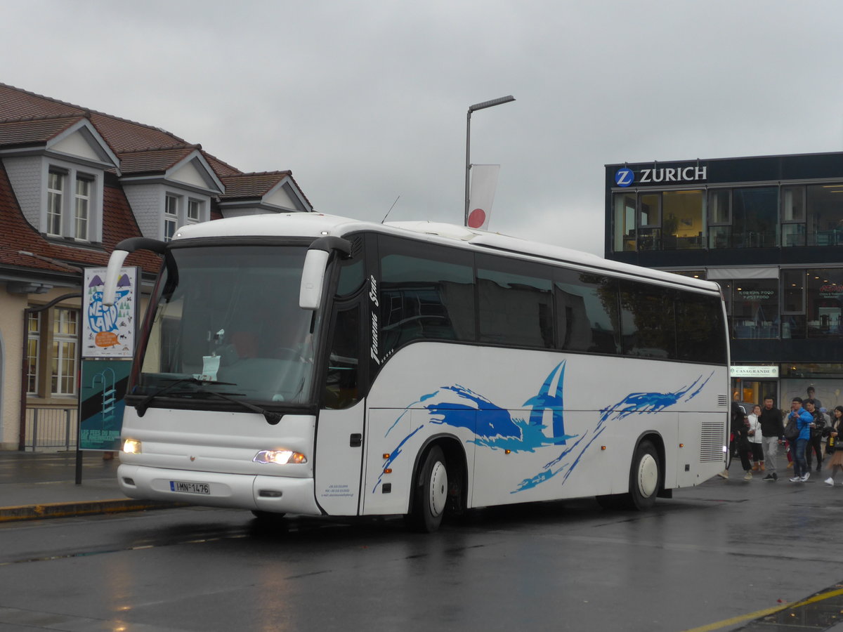 (199'162) - Aus Griechenland: Alexis, Egaleo - IMN-1476 - Scania/Noge am 29. Oktober 2018 beim Bahnhof Interlaken Ost