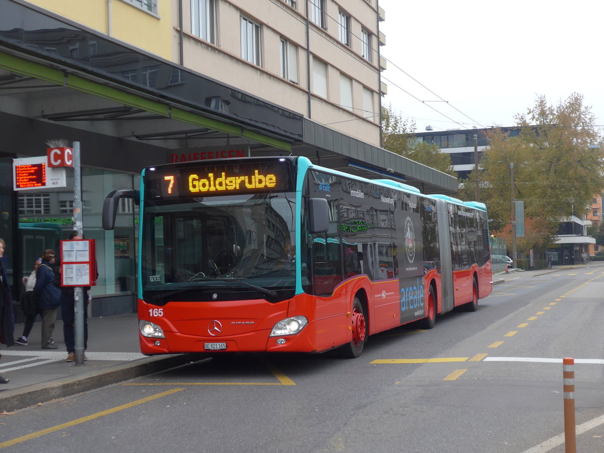 (199'190) - VB Biel - Nr. 165/BE 821'165 - Mercedes am 4. November 2018 beim Bahnhof Biel