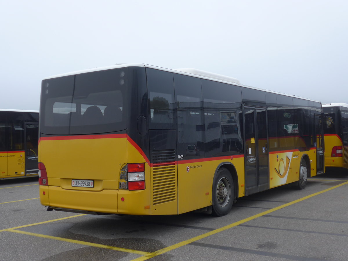 (199'209) - CarPostal Ouest - JU 65'938 - MAN/Gppel (ex Nr. 12; ex CJ Tramelan Nr. 204) am 4. November 2018 in Develier, Parkplatz