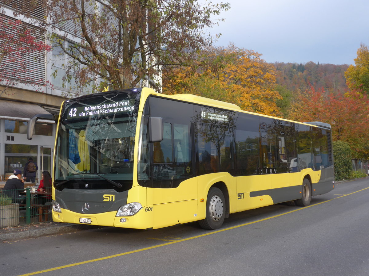 (199'265) - STI Thun - Nr. 501/BE 408'501 - Mercedes am 4. November 2018 bei der Schifflndte Thun