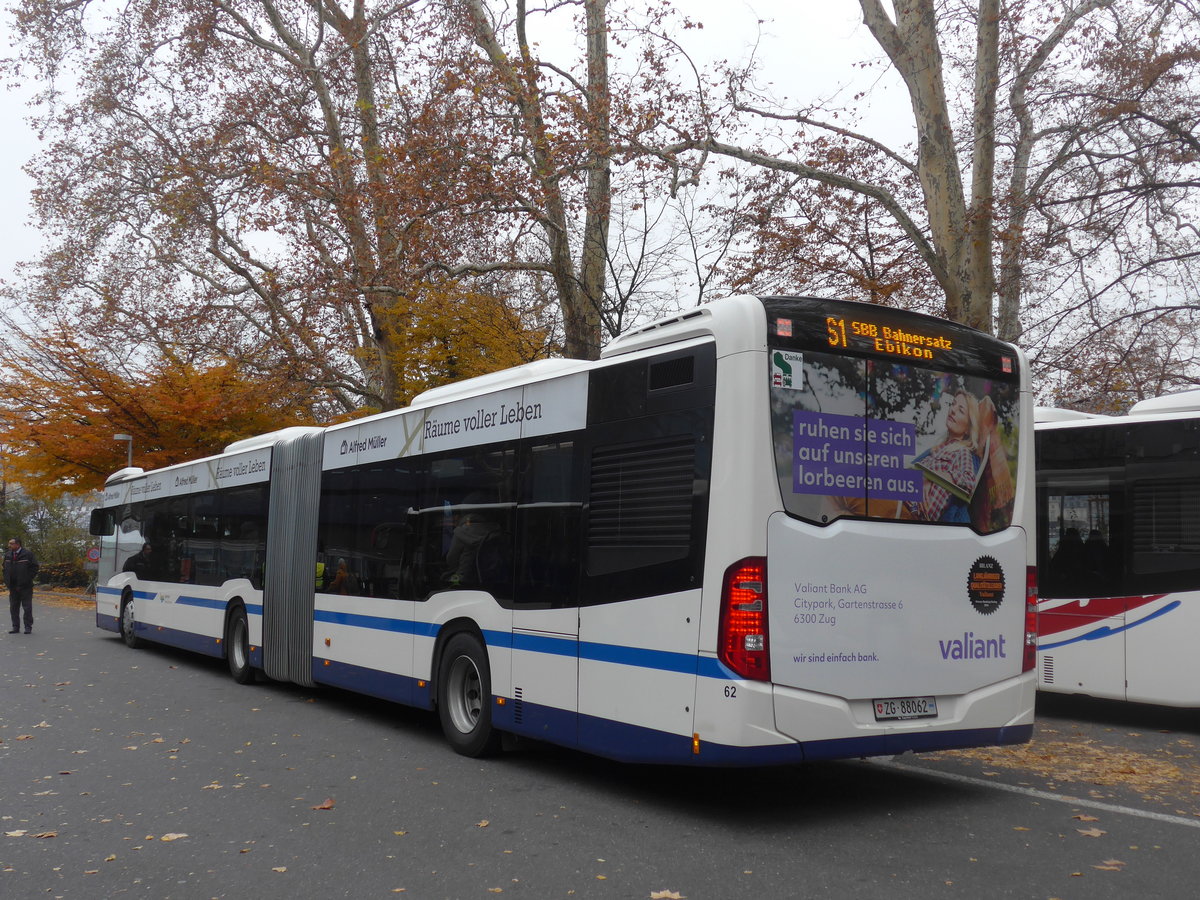 (199'361) - ZVB Zug - Nr. 62/ZG 88'062 - Mercedes am 18. November 2018 in Luzern, Inseli-P