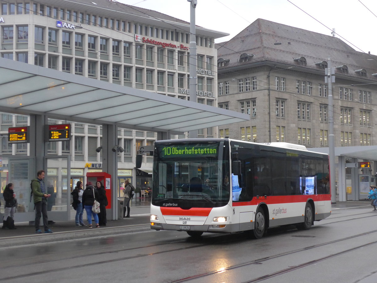 (199'463) - St. Gallerbus, St. Gallen - Nr. 264/SG 198'264 - MAN am 24. November 2018 beim Bahnhof St. Gallen