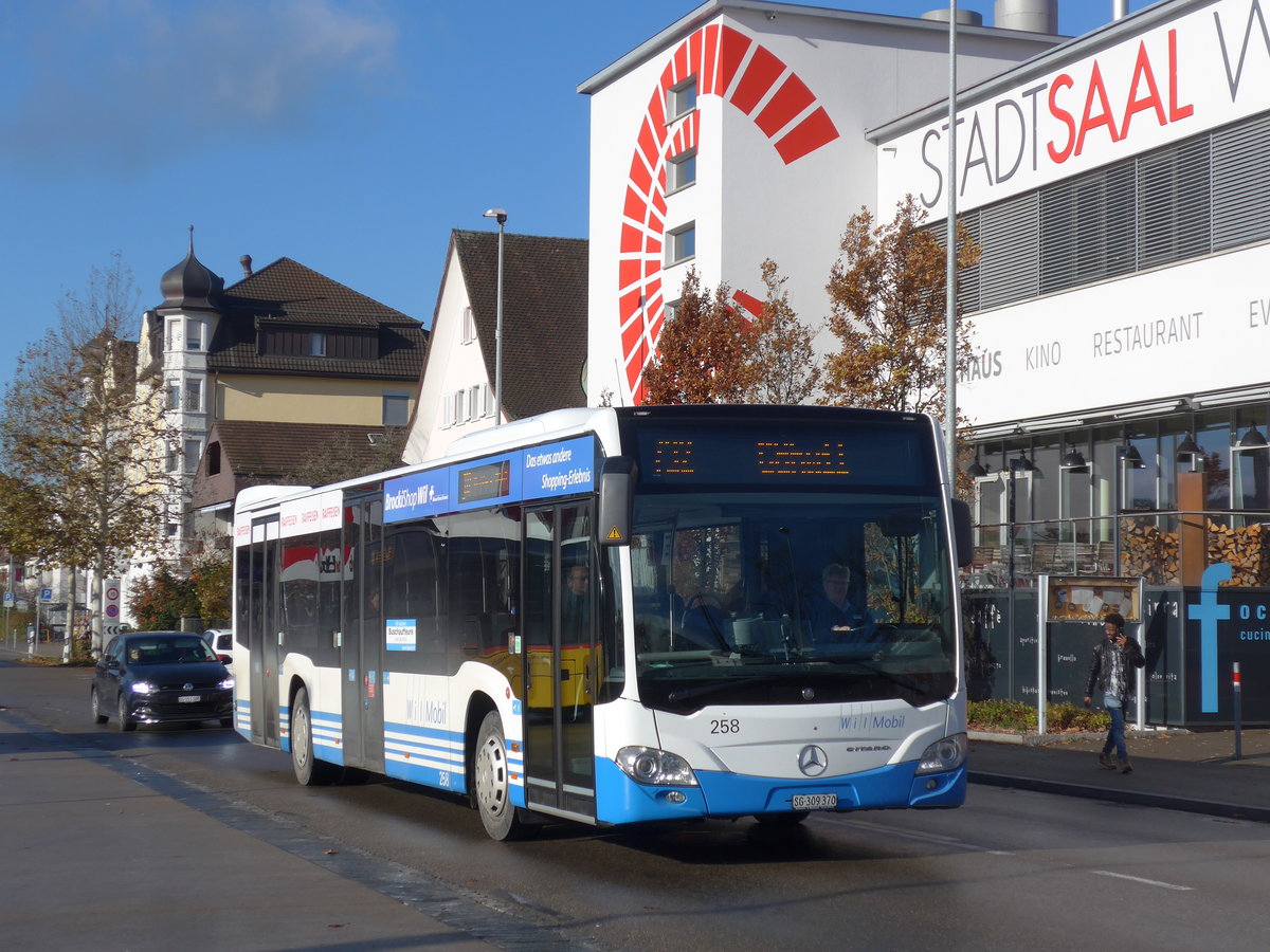 (199'539) - WilMobil, Wil - Nr. 258/SG 309'370 - Mercedes am 24. November 2018 beim Bahnhof Wil