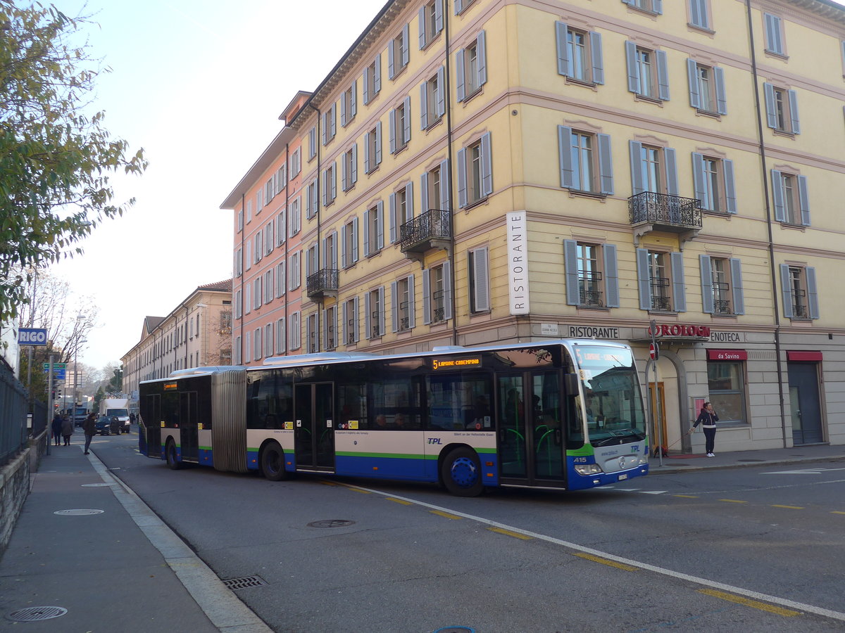 (199'720) - TPL Lugano - Nr. 415/TI 139'729 - Mercedes am 7. Dezember 2018 in Lugano, Centro