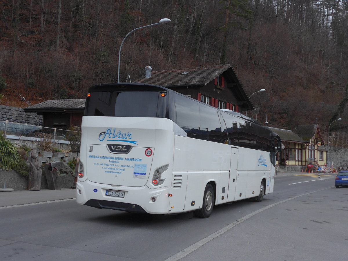 (199'861) - Aus Polen: Al-tur, Sandomierz - TSA 2633A - VDL am 8. Dezember 2018 beim Bahnhof Brienz